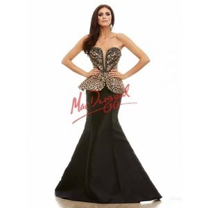 Mac Duggal Leopard Print Rhinestone Prom Dress